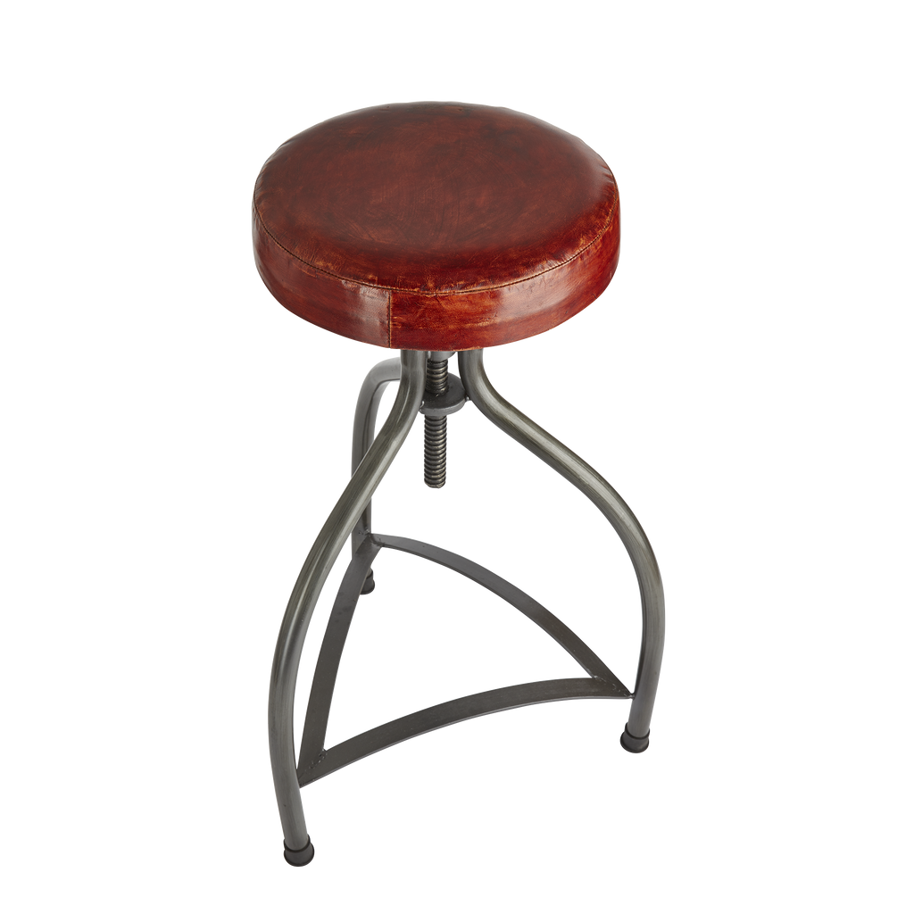 Cooper Leather Metal Adjustable Bar Stool 34 Inch Orno Design