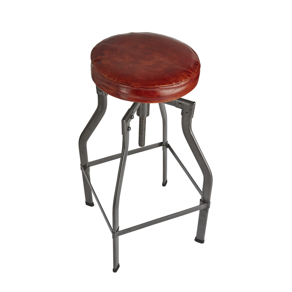Turner Leather Metal Adjustable Bar Stool 35 Inch