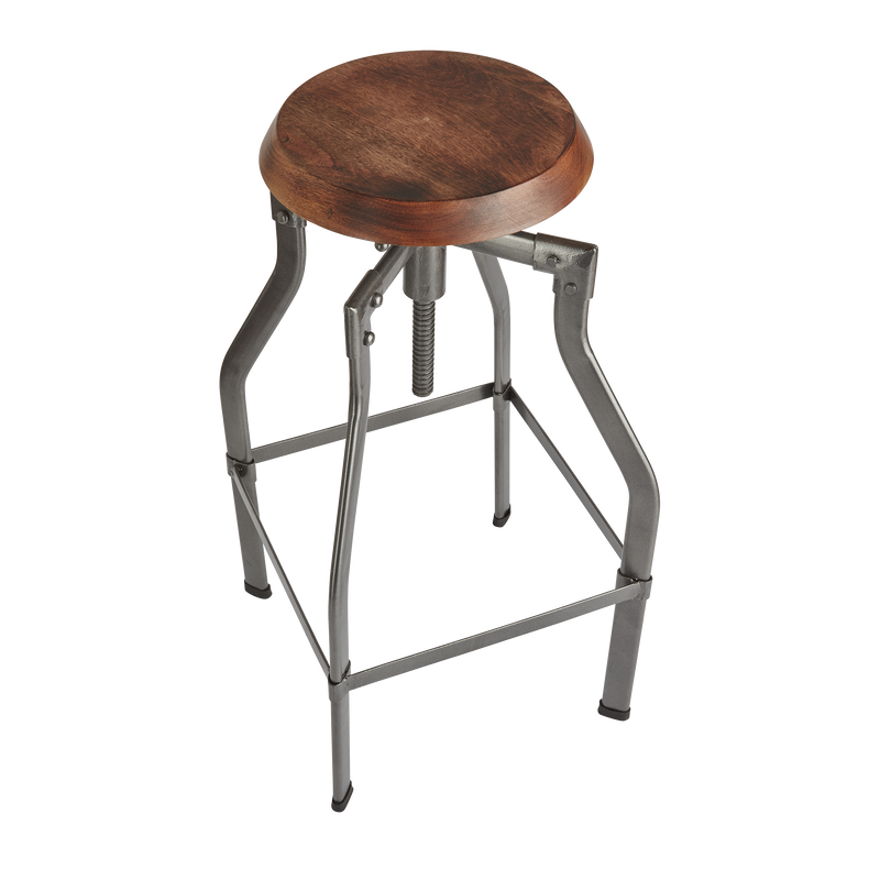 Turner Solid Wood Metal Adjustable Bar Stool 35 Inch Orno Design